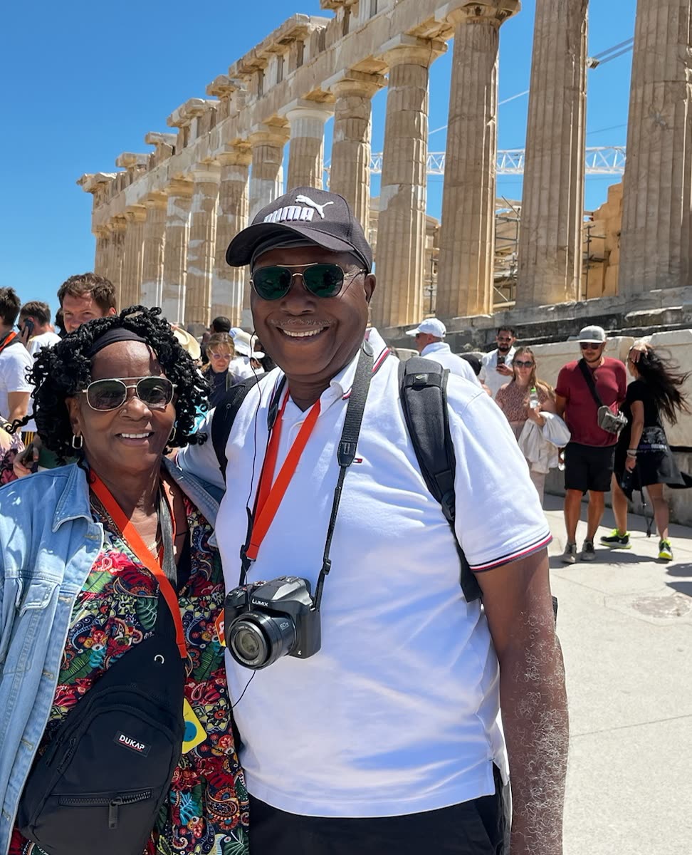 Bernard smiling while traveling.